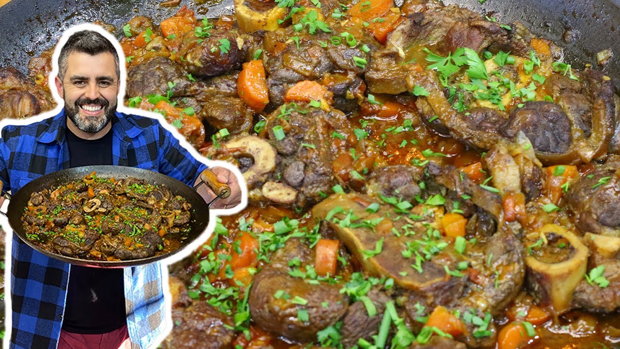 Prato de ossobuco no disco acompanhado de polenta cremosa