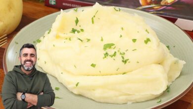 Purê de batata cremoso com queijo parmesão