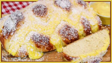 Pão trançado com creme de confeiteiro