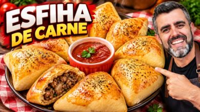 Esfiha de carne com recheio suculento em massa fofinha
