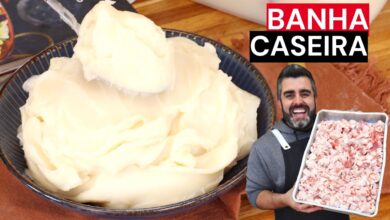 Pote contendo banha de porco caseira solidificada