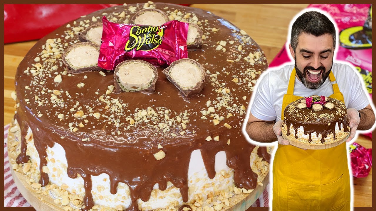 Bolo Sonho de Valsa decorado com ganache e chantilly
