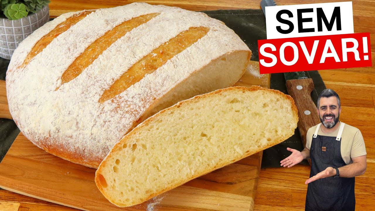 Pão caseiro sem sova assado e fatiado