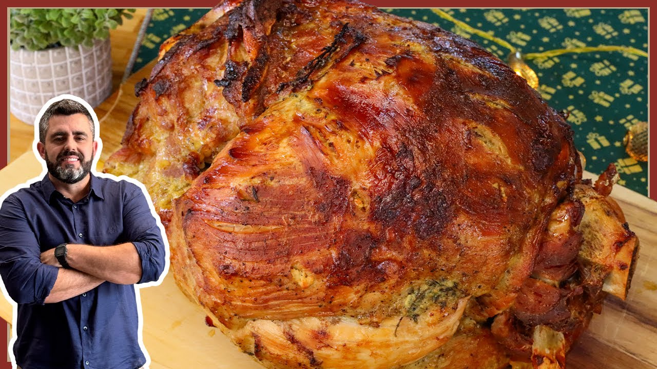 Pernil assado suculento com ervas e cerveja preta