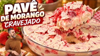 Pavê de Morango Cravejado servido em prato