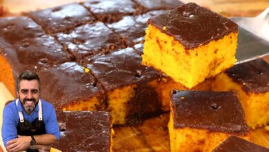 Bolo de cenoura fofinho com casquinha crocante de chocolate